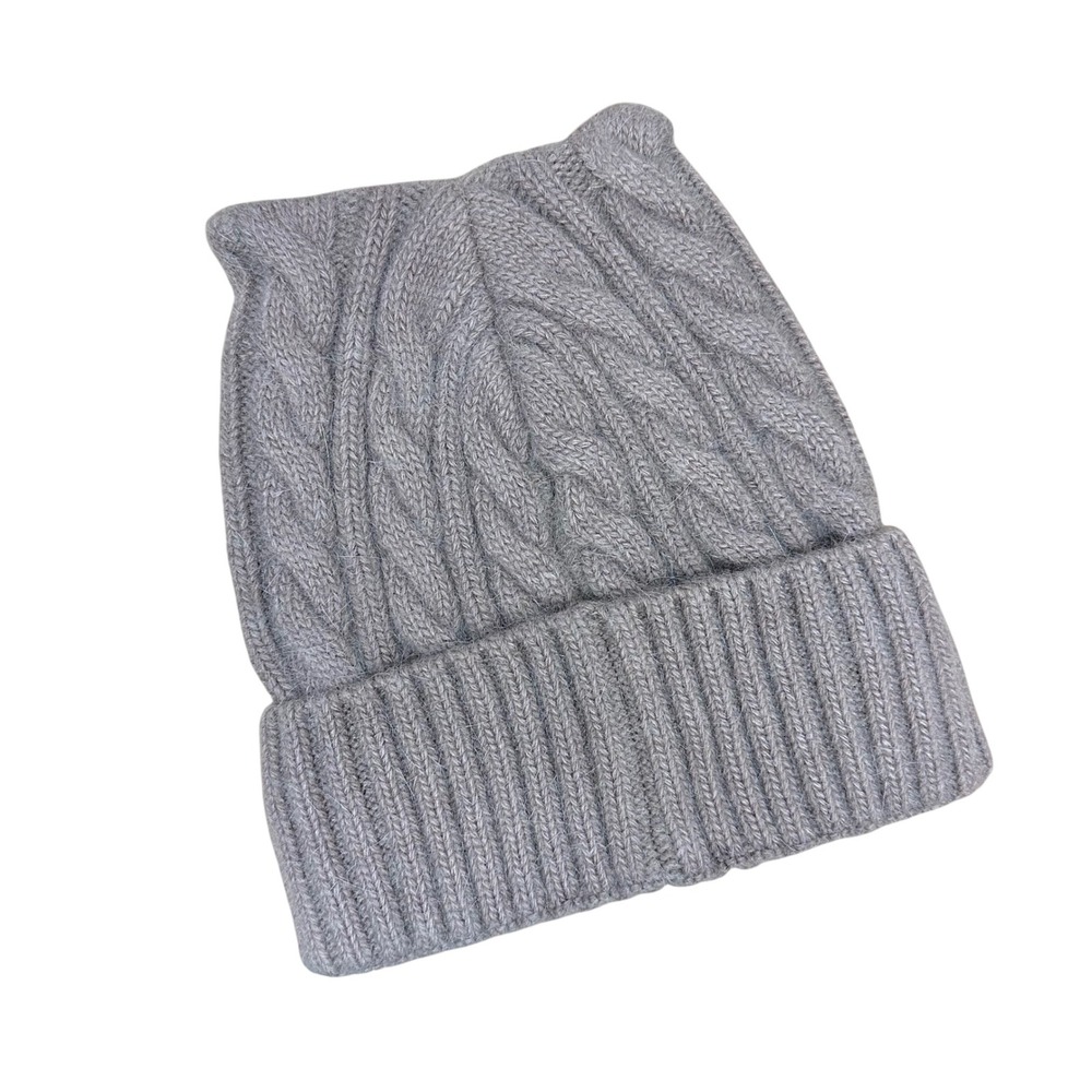 Unbranded Cable Knit Cashmere & Mohair Cat‎ Ears Beanie Taupe OS